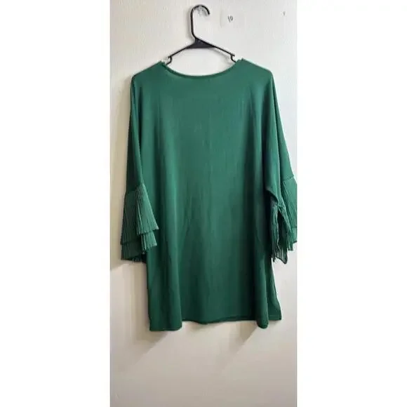 Suzanne Betro Hunter Green Ruffle Tunic Large - Picture 5 of 6